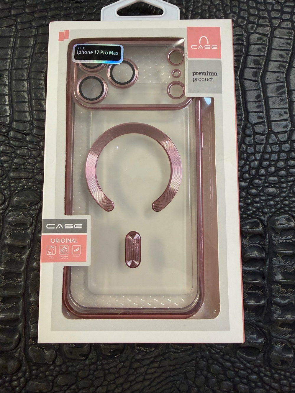 Premium Rose Gold Ring Grip Clear Phone Case for iPhone 17 Pro Max